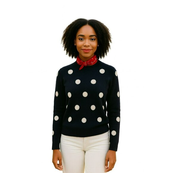 Boden Womens Cashmere Polka Dot Sweater Small Navy/White - Picture 1 of 9